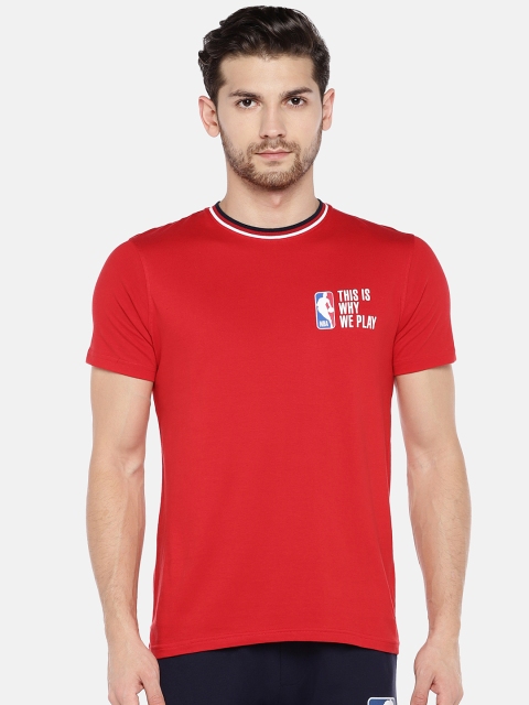 

NBA Men Red Solid Round Neck T-shirt