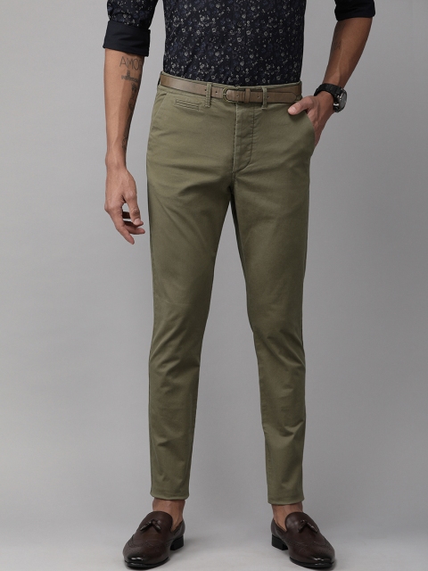 

Jack & Jones Men Olive Green Marco Slim Fit Solid Chinos