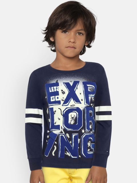 

Tommy Hilfiger Boys Navy Blue Printed Round Neck T-shirt