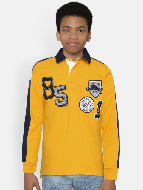 

Tommy Hilfiger Boys Yellow Printed Polo Collar T-shirt