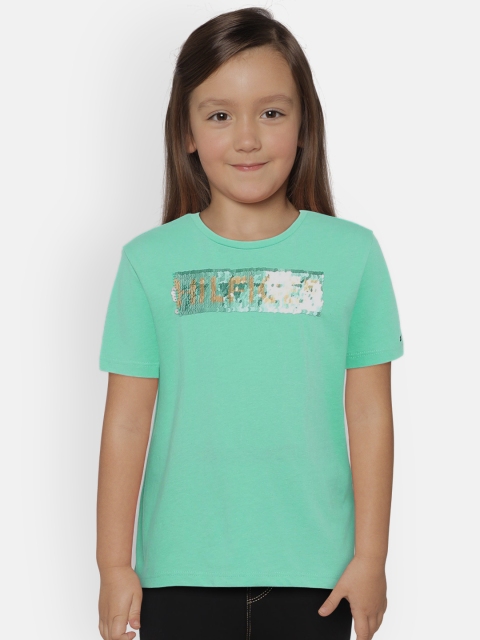 

Tommy Hilfiger Girls Green Sequinned Round Neck T-shirt
