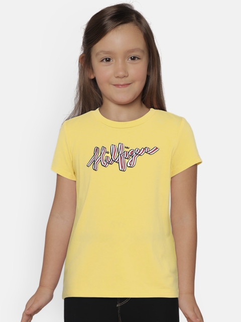

Tommy Hilfiger Girls Yellow Printed Round Neck T-shirt