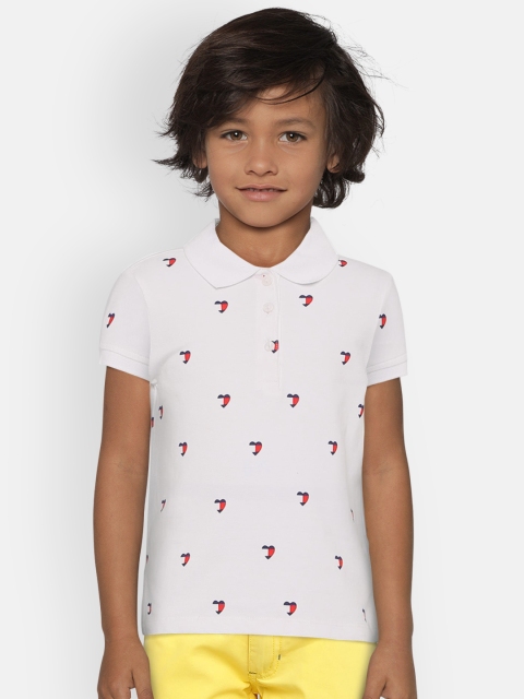 

Tommy Hilfiger Girls White Printed Polo Collar T-shirt