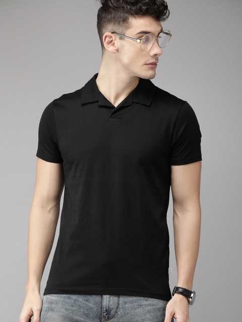 

Jack & Jones Men Black Slim Fit Solid Polo Collar T-shirt