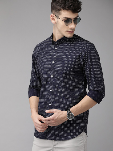 

Jack & Jones Men Navy Blue & White Slim Fit Printed Casual Shirt