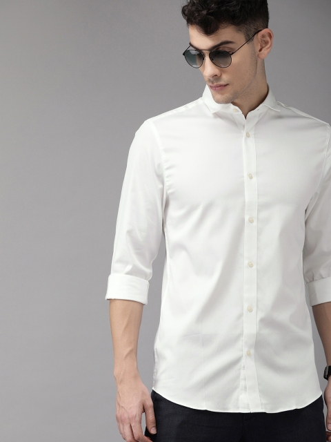 

Jack & Jones Men White Slim Fit Solid Casual Shirt