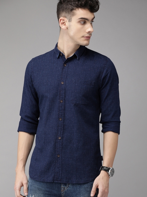 

Jack & Jones Men Navy Blue Slim Fit Printed Casual Shirt