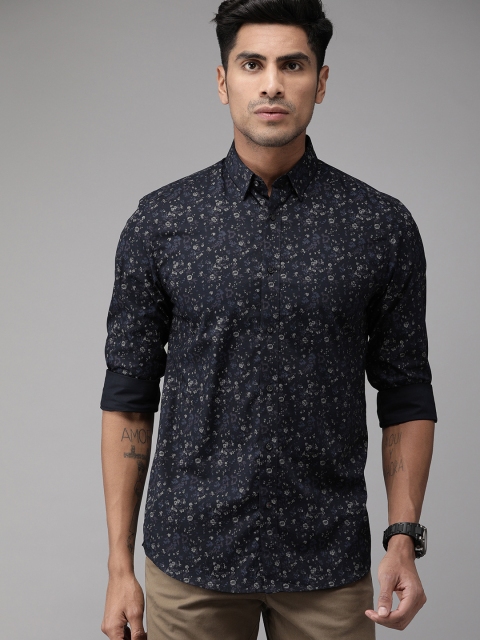

Jack & Jones Men Blue & Grey Slim Fit Printed Casual Shirt