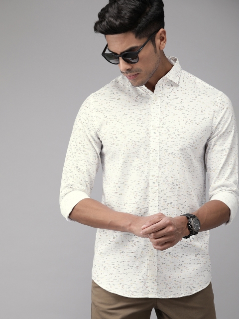

Jack & Jones Men White Slim Fit Printed Casual Shirt