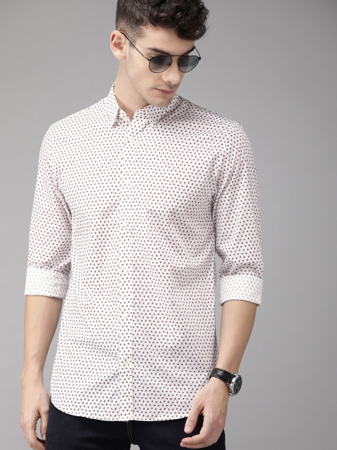 

Jack & Jones Men White & Red Slim Fit Printed Casual Shirt