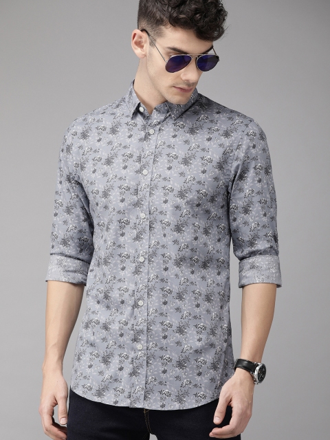 

Jack & Jones Men Grey Slim Fit Printed Casual Shirt