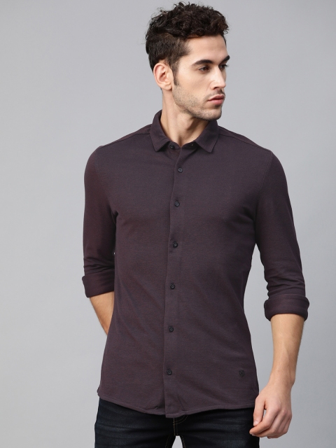 

Jack & Jones Men Burgundy Regular Fit Knitted Solid Casual Shirt