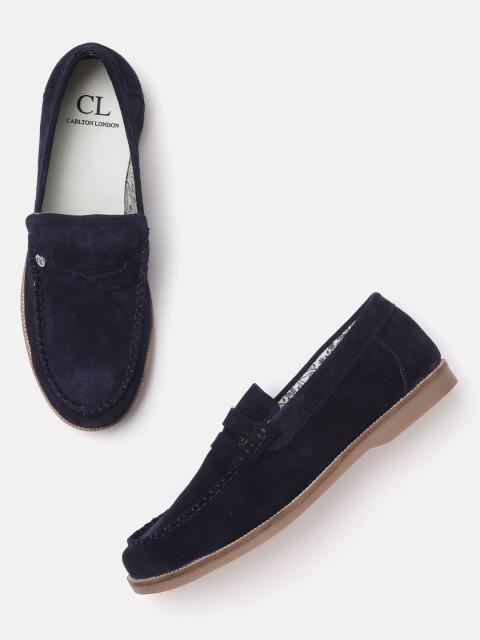 

Carlton London Men Navy Blue Solid Leather Loafers