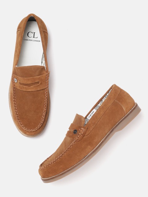 

Carlton London Men Tan Brown Solid Leather Loafers