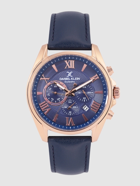 

Daniel Klein Men Blue Leather Analogue Watch DK.1.12346-4