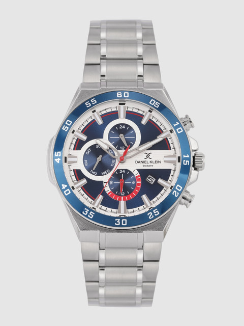 

Daniel Klein Men Silver-Toned & Blue Analogue Watch DK.1.12362-3