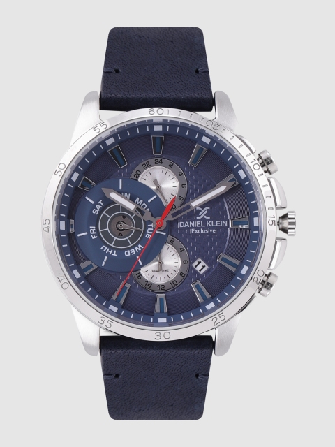 

Daniel Klein Men Blue Leather Analogue Watch DK.1.12255-3