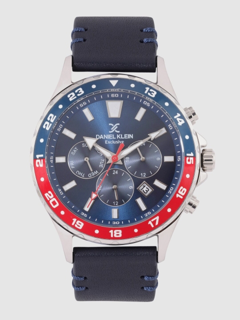 

Daniel Klein Men Blue Leather Analogue Watch DK.1.12347-4