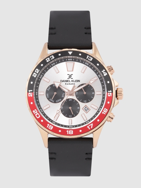 

Daniel Klein Men Silver-Toned Leather Analogue Watch DK.1.12347-3