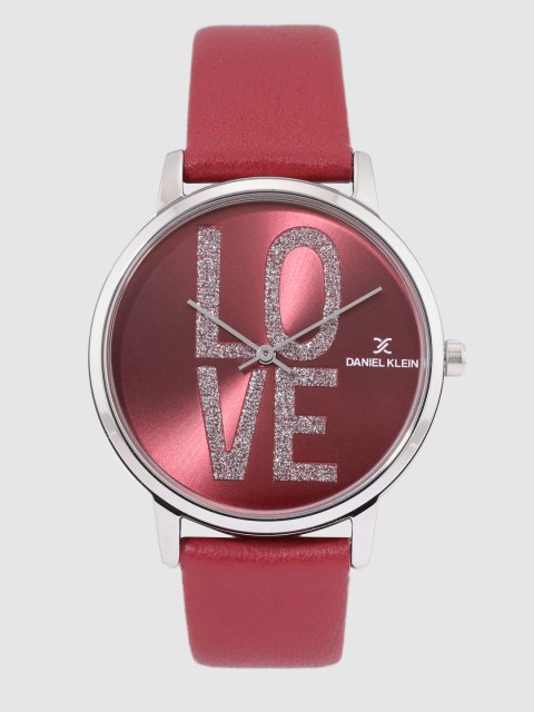 

Daniel Klein Women Red Leather Analogue Watch DK.1.12339-3