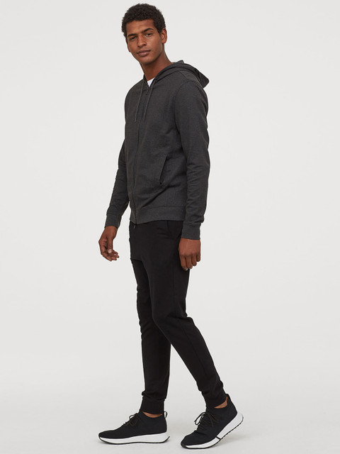 

H&M Men Black Hooded Jacket Slim Fit