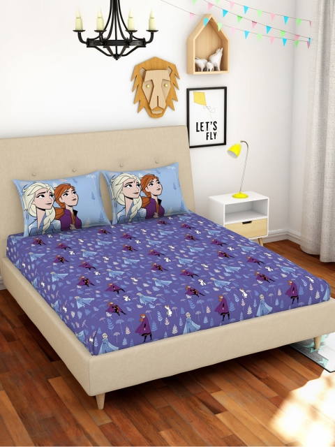 

CORE Designed by SPACES Blue Frozen 144 TC Cotton 1 Queen Bedsheet with 2 Pillow Covers