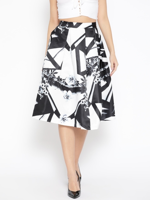 

JC Collection Women White & Black Printed Flared Skirt