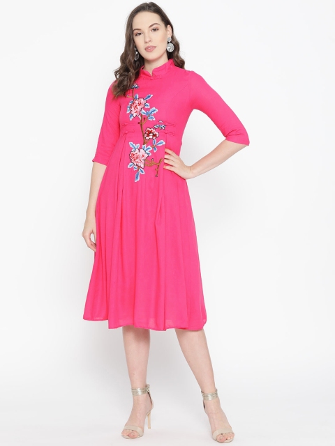 

JC Collection Women Pink Embroidered Empire Dress