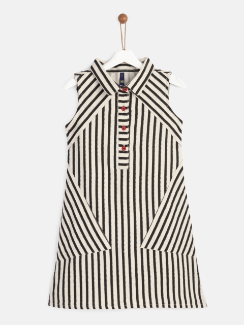 

YK Girls Black Striped A-Line Dress