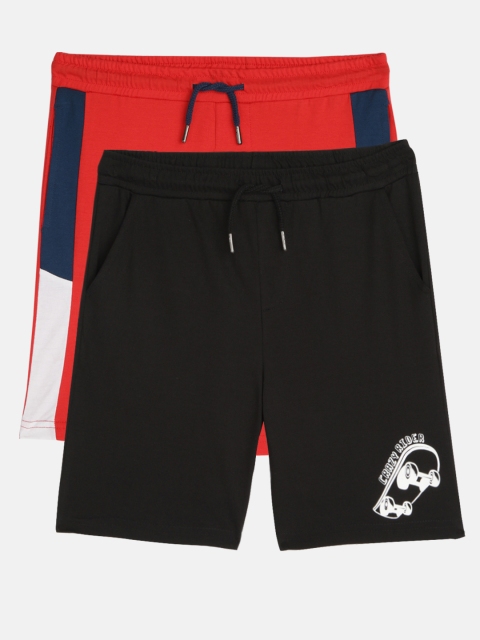 

YK Basics Boys Set Of 2 Solid Regular Fit Shorts, Red