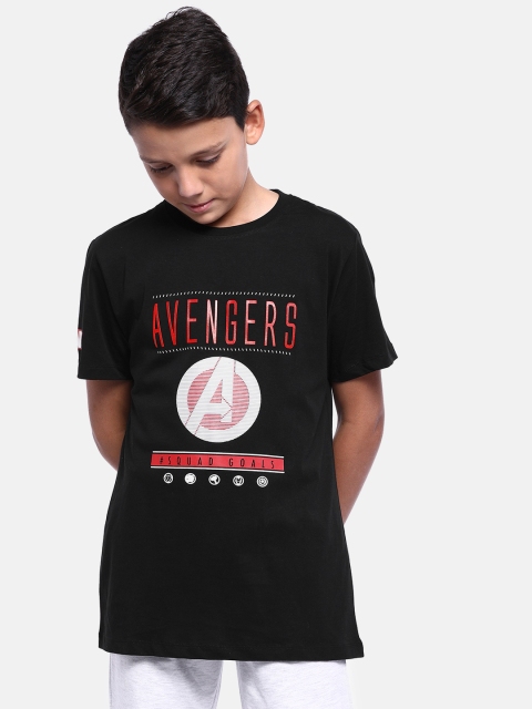 

YK Marvel Boys Black & Red Avengers Print Round Neck T-shirt
