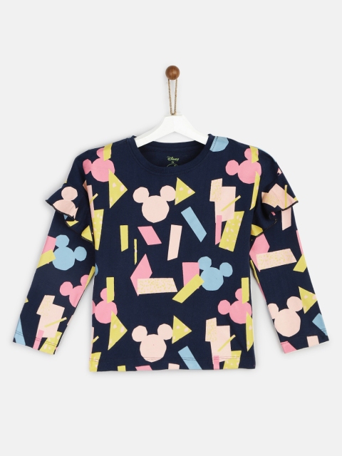 

YK Disney Girls Multicoloured Mickey Mouse Printed Pure Cotton Top, Multi