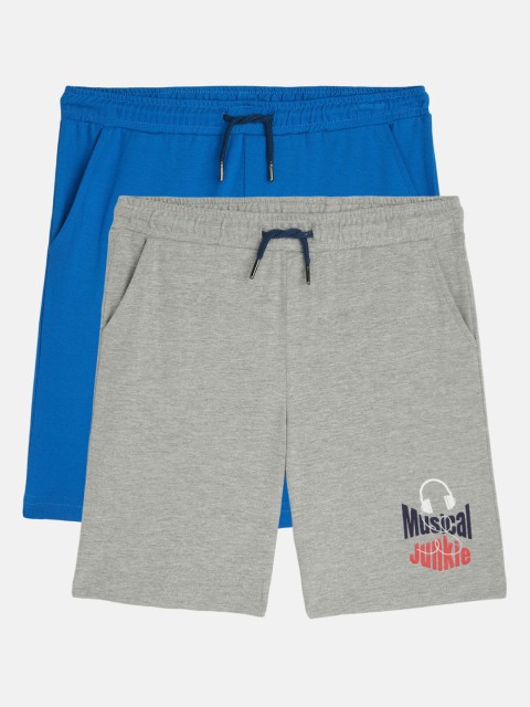 

YK Basics Boys Set Of 2 Solid Regular Fit Shorts, Grey