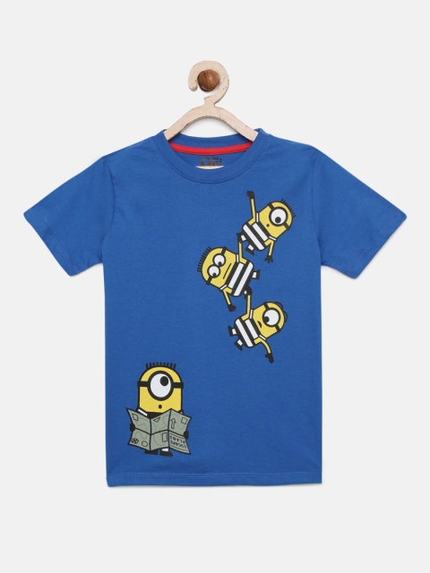 

YK Boys Blue Minions Printed Round Neck T-shirt