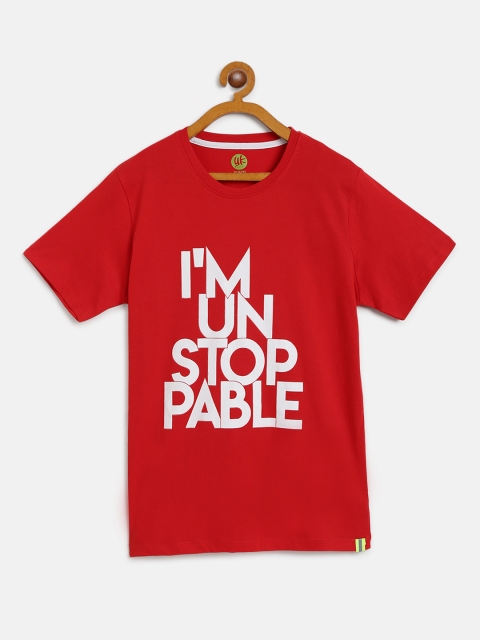 

YK Boys Red Printed Round Neck T-shirt