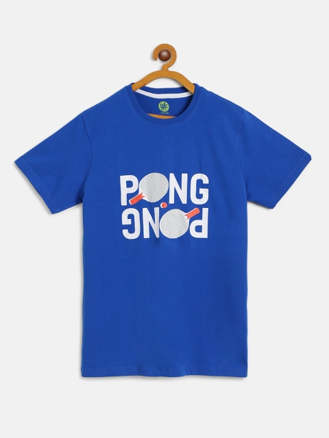 

YK Boys Blue Printed Round Neck T-shirt