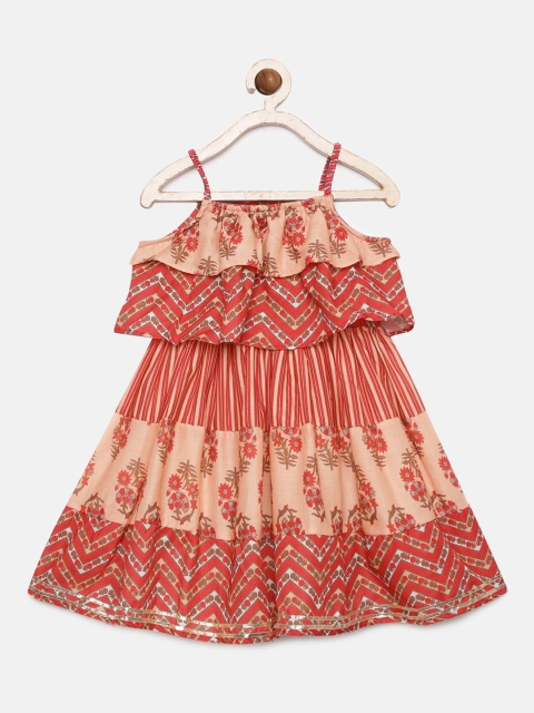 

YK Girls Multicoloured Printed A-Line Dress, Multi