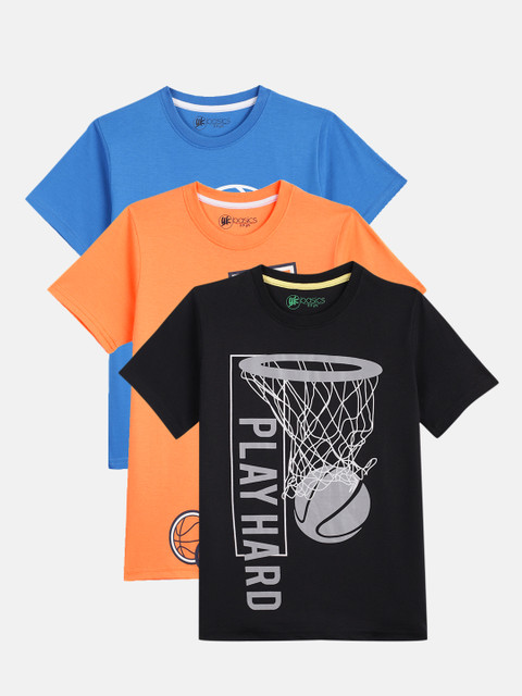 

YK Basics Boys Set Of 3 Printed Round Neck T-shirts, Blue