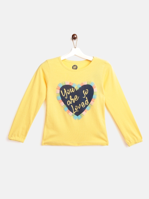 

YK Girls Yellow Printed Top