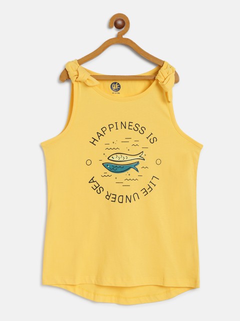 

YK Girls Mustard Yellow Printed Top