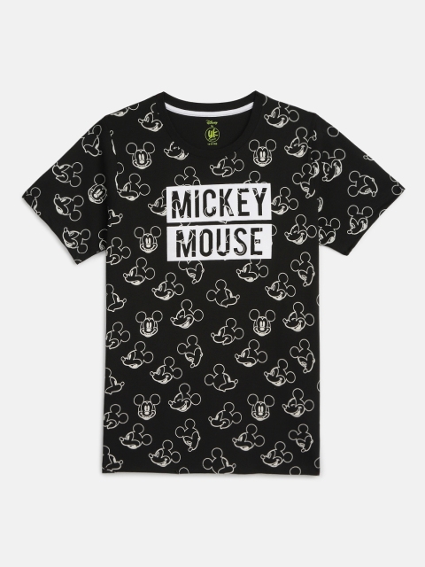 

YK Mickey Mouse Boys Black Printed Round Neck T-shirt