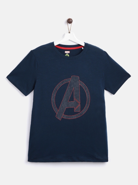 

YK Marvel Boys Navy Blue Avengers Print Round Neck T-shirt