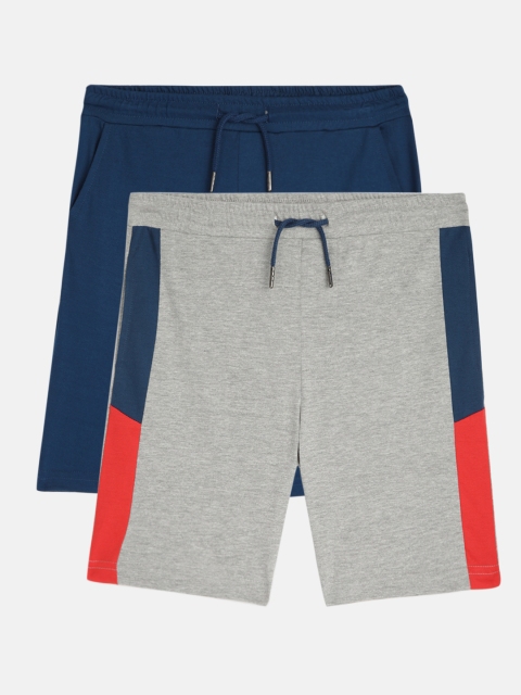 

YK Basics Boys Set Of 2 Solid Regular Fit Shorts, Grey