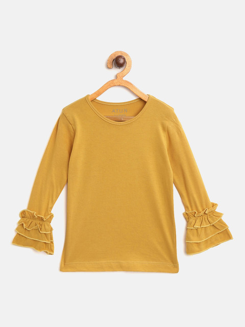 

A.T.U.N All Things Uber Nice Girls Mustard Yellow Bell Sleeve Top