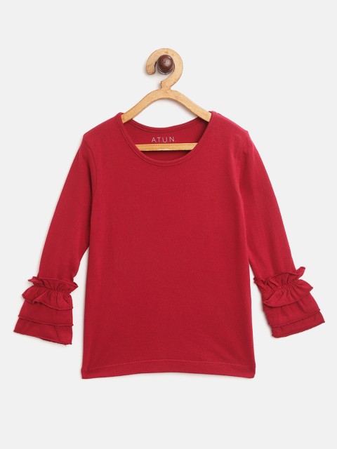 

A.T.U.N All Things Uber Nice Girls Maroon Bell Sleeve Top
