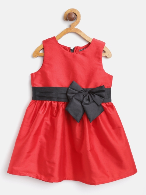 

A.T.U.N All Things Uber Nice Girls Red & Black Solid Fit & Flare Dress