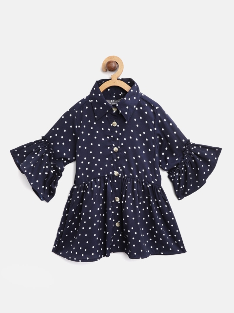 

A.T.U.N All Things Uber Nice Girls Navy Blue & White Printed Shirt Dress
