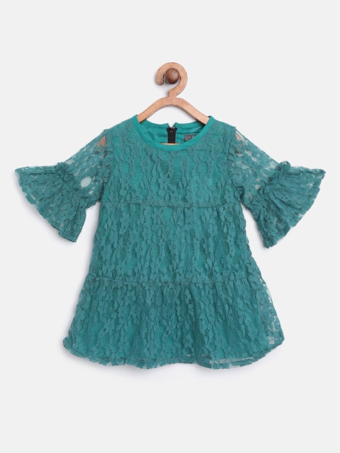 

A.T.U.N All Things Uber Nice Girls Teal Green Lace Tiered A-Line Dress