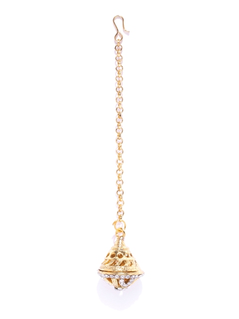 

damani Gold-Plated Stone-Studded Borla Maang Tika