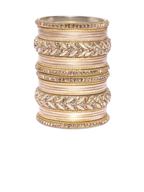 

damani Set of 26 Gold-Plated Stone-Studded Bangles